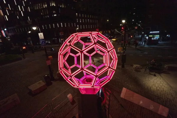 Leo Villareal's 'BUCKYBALL' holds a Meatpacking square through September 28