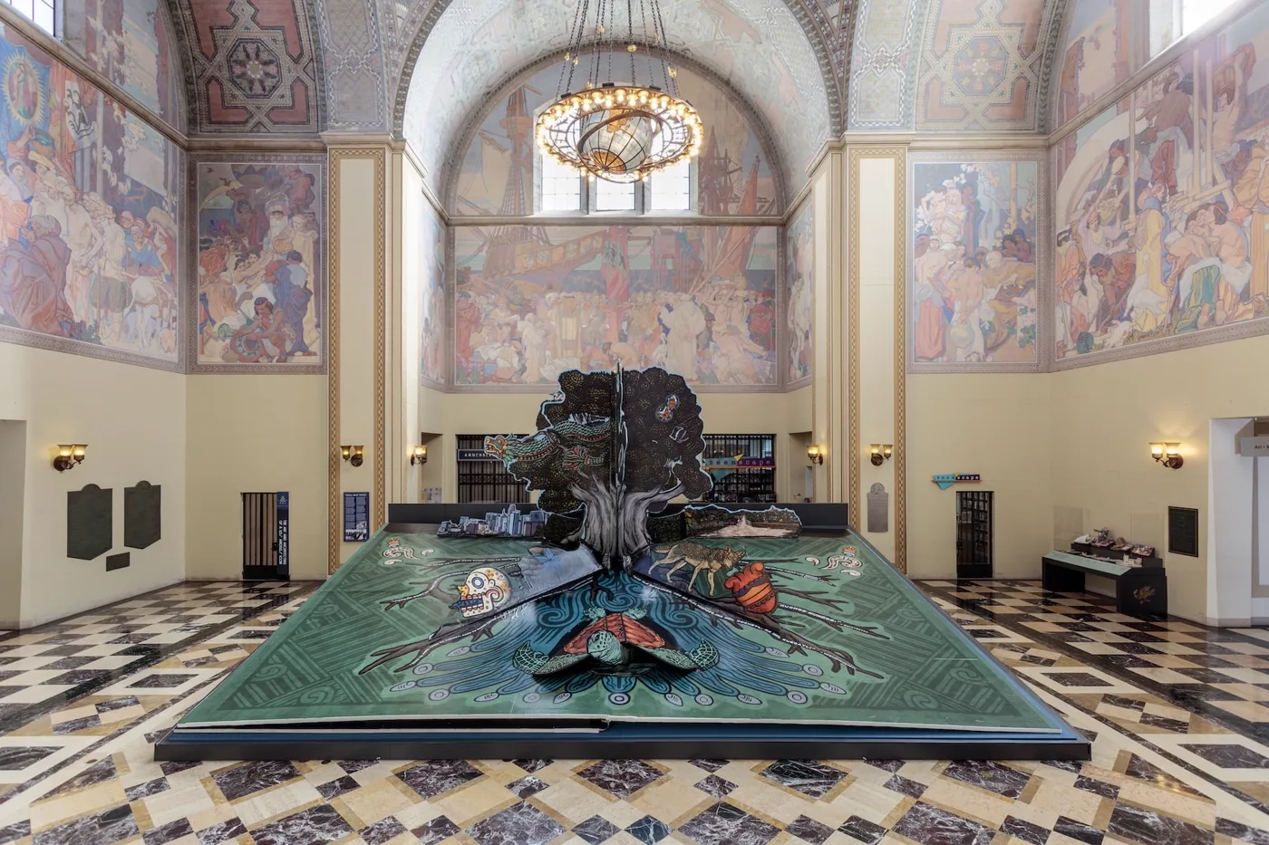 The world's largest pop-up book opens in the LA Central Library rotunda