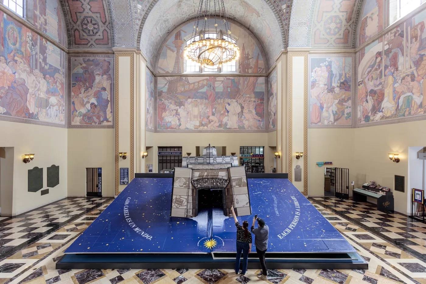 The world's largest pop-up book opens in the LA Central Library rotunda